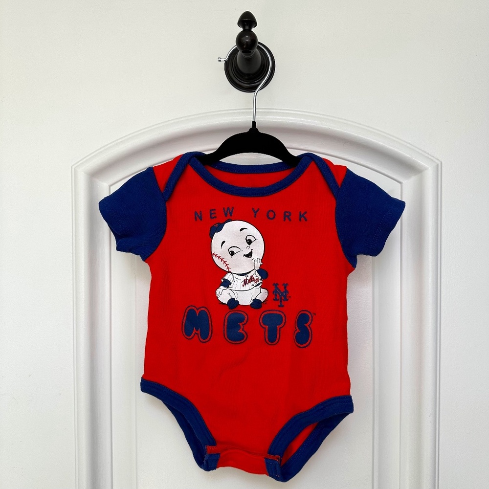 NY Mets Infant Play Ball Orange/Blue Onesie 0-3m